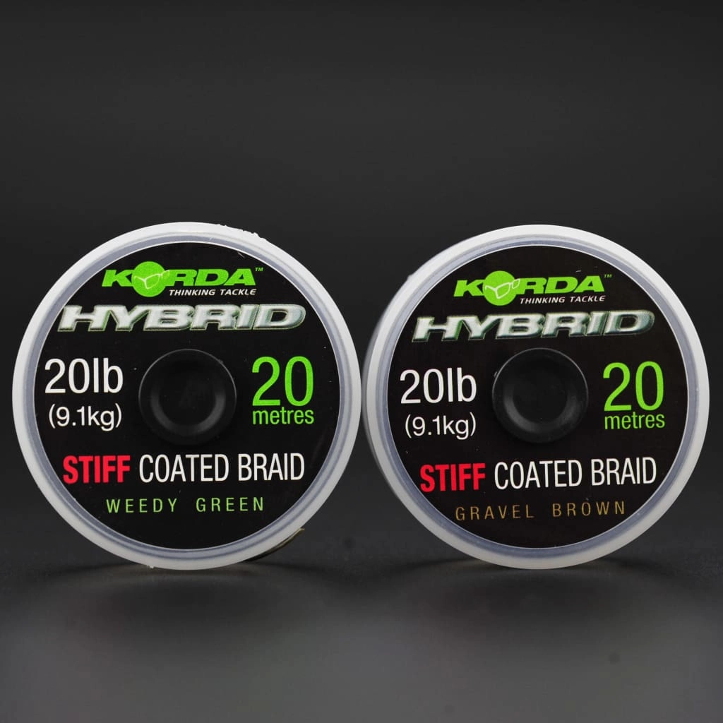 Korda Hybrid Stiff Coated Braid 20lb Weed Green 20m